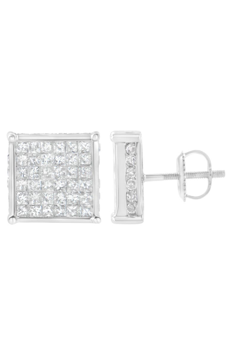Haus of Brilliance 10K White Gold 2ct TDW PrincessComposite Diamond Stud Earring, Alternate, color, White