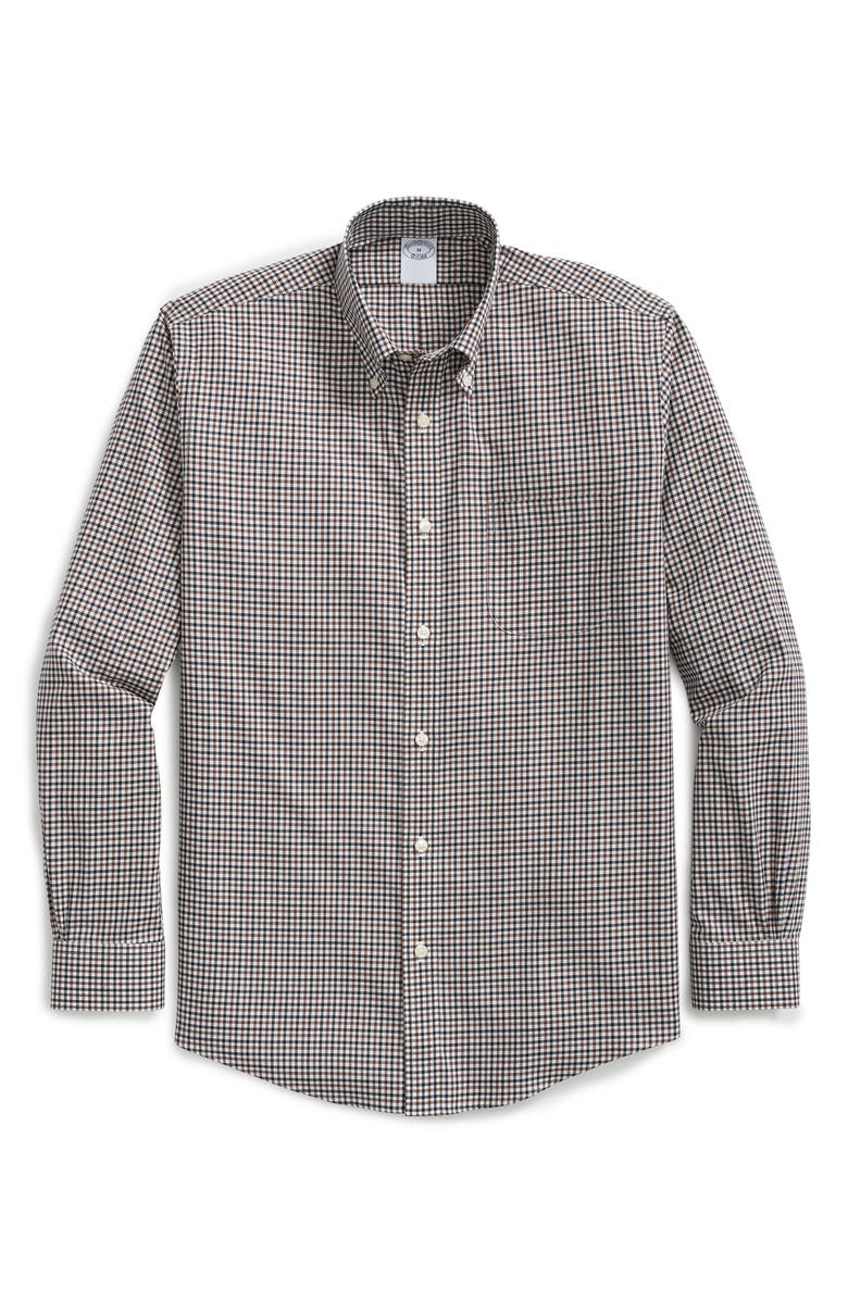 Brooks Brothers Fall Check Regular Fit Non-Iron Stretch Button-Down Shirt, Alternate, color,