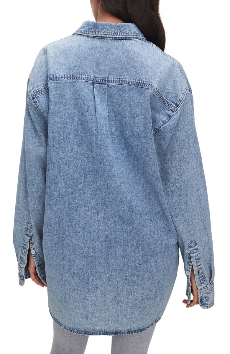 Good American Easy Denim Shirt, Alternate, color, 