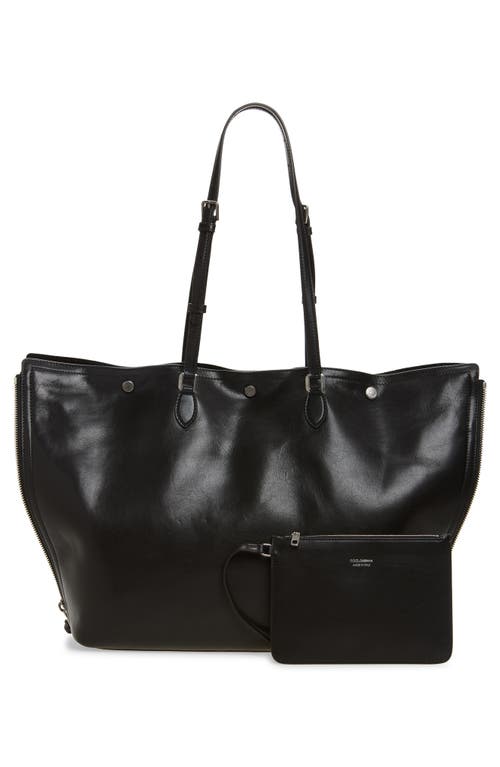 Dolce & Gabbana Dolce&gabbana Atene Side Zip Leather Shopper In Black