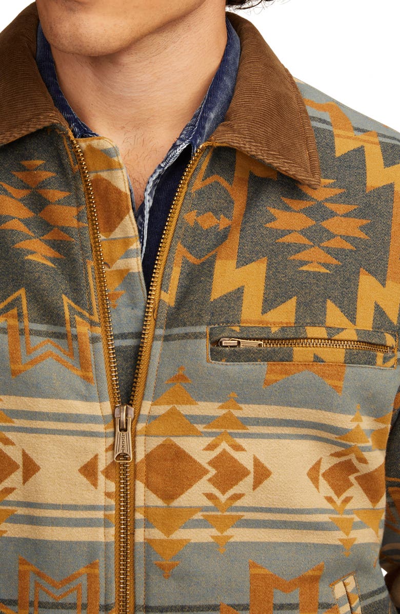 Lucky Brand Blanket Jacquard Cotton Zip-Up Jacket, Alternate, color, Blue Multi