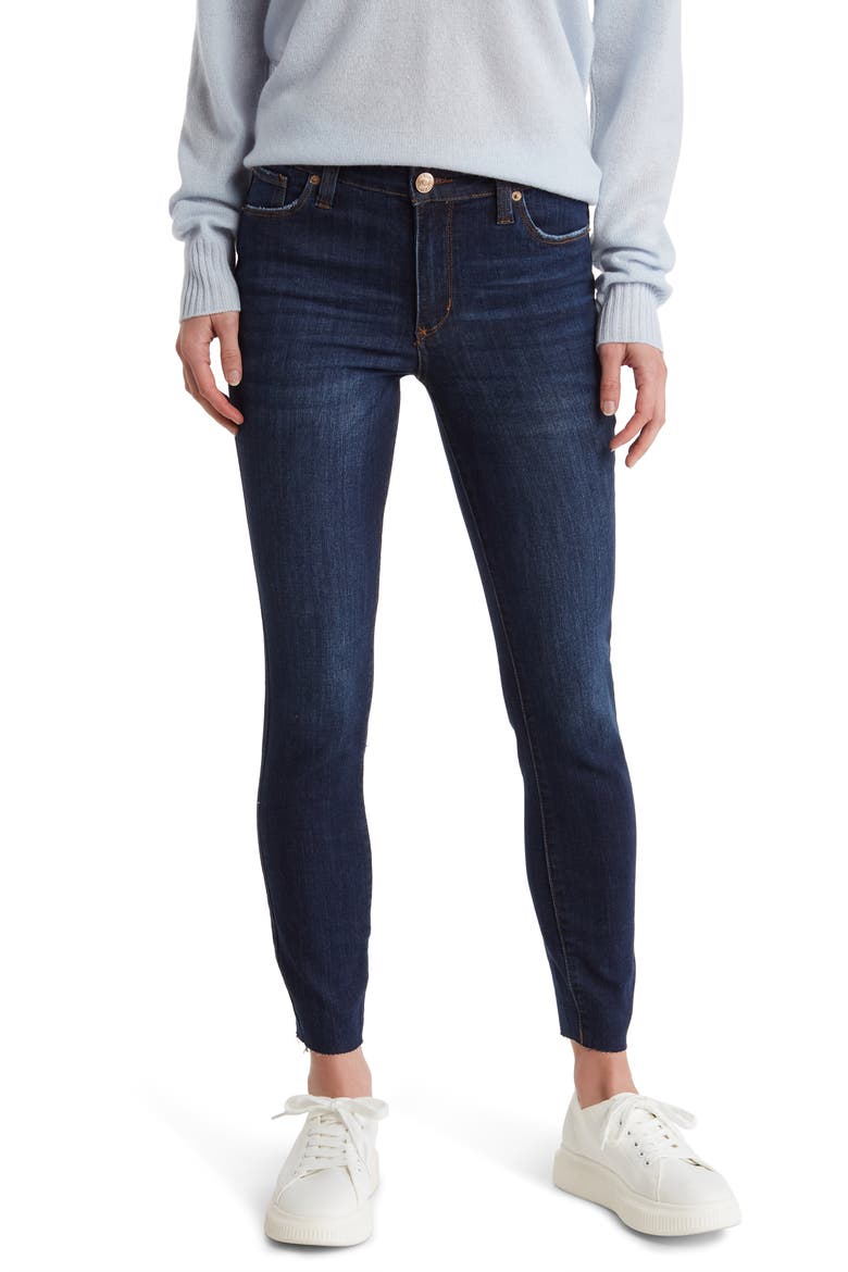 Ellie High Waist Raw Hem Skinny Jeans, Main, color, NORTH DENLEY DK