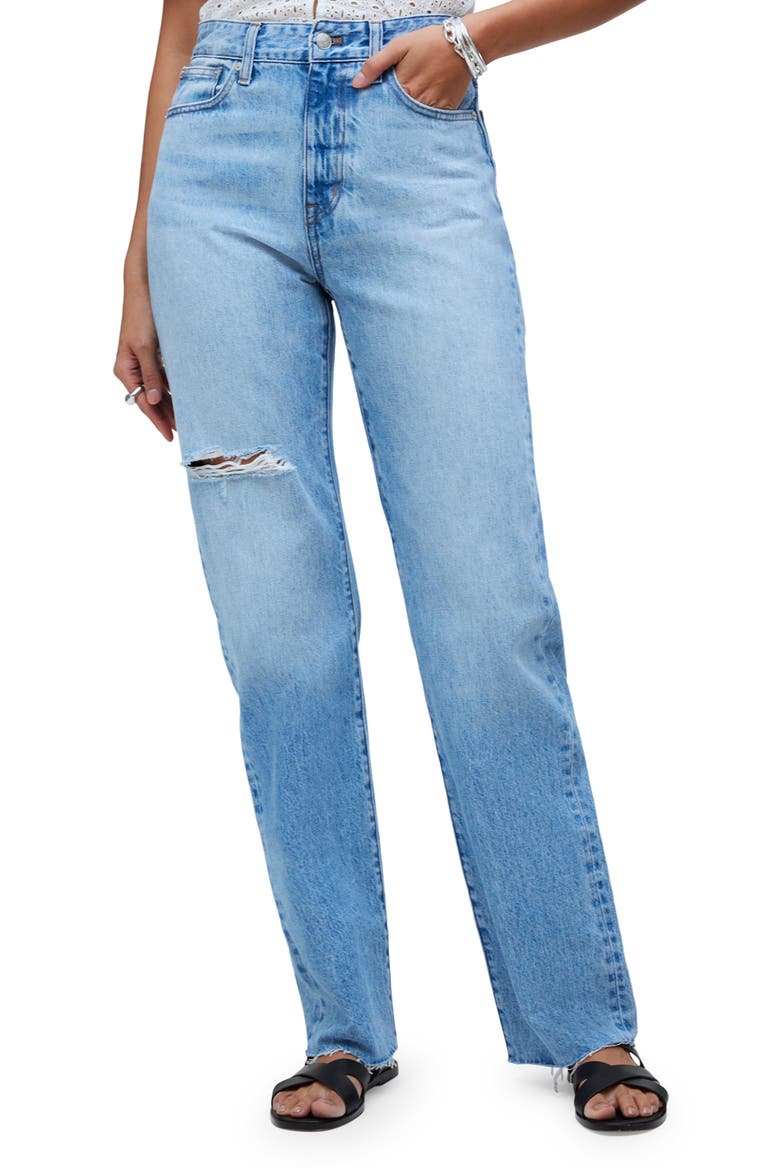 '90s Ripped Straight Leg Jeans, Main, color, REVOIR WASH