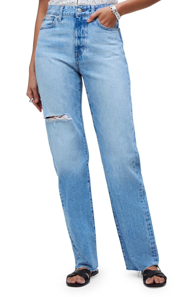 Madewell '90s Ripped Straight Leg Jeans, Main, color, Revoir Wash