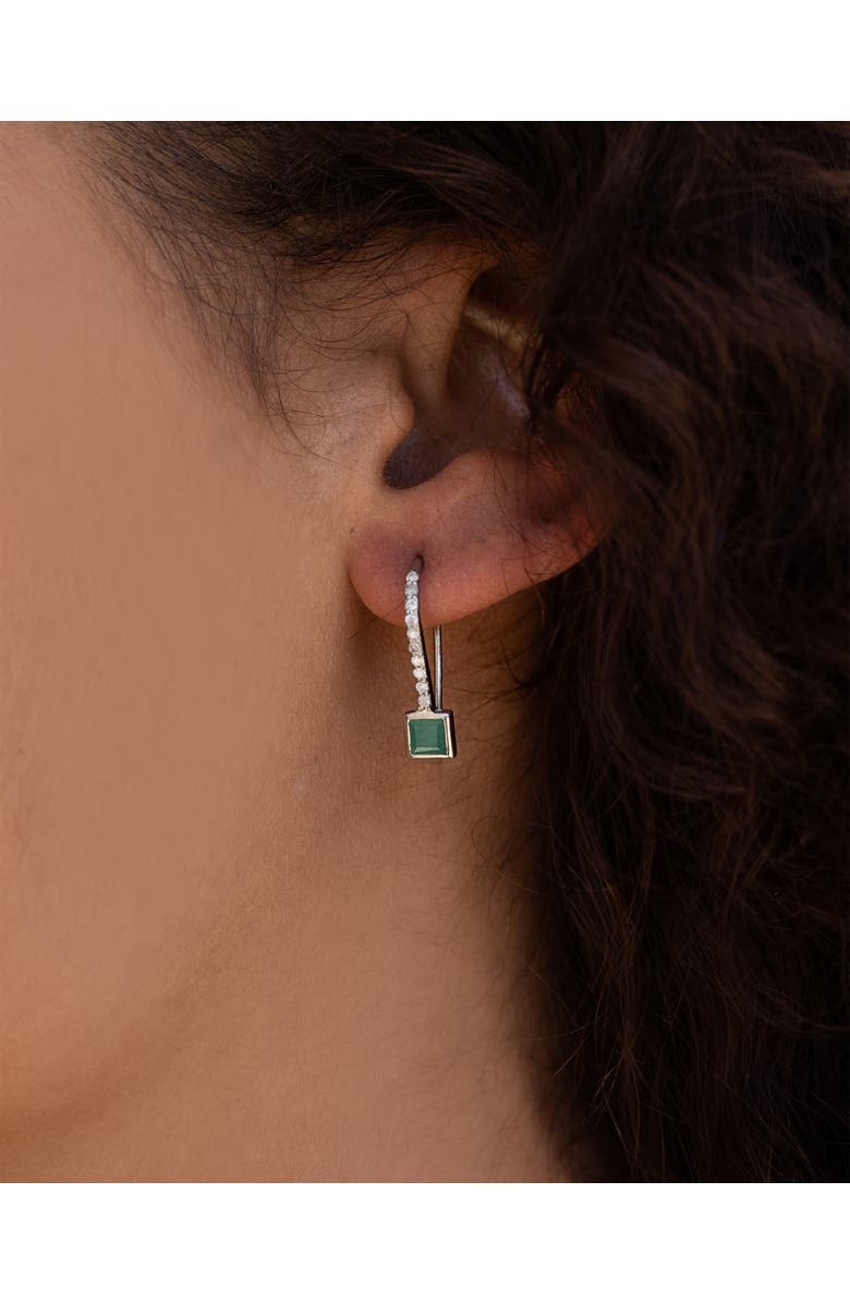 Sheryl Lowe Emerald Stone on French Hook Earrings, Alternate, color, 
