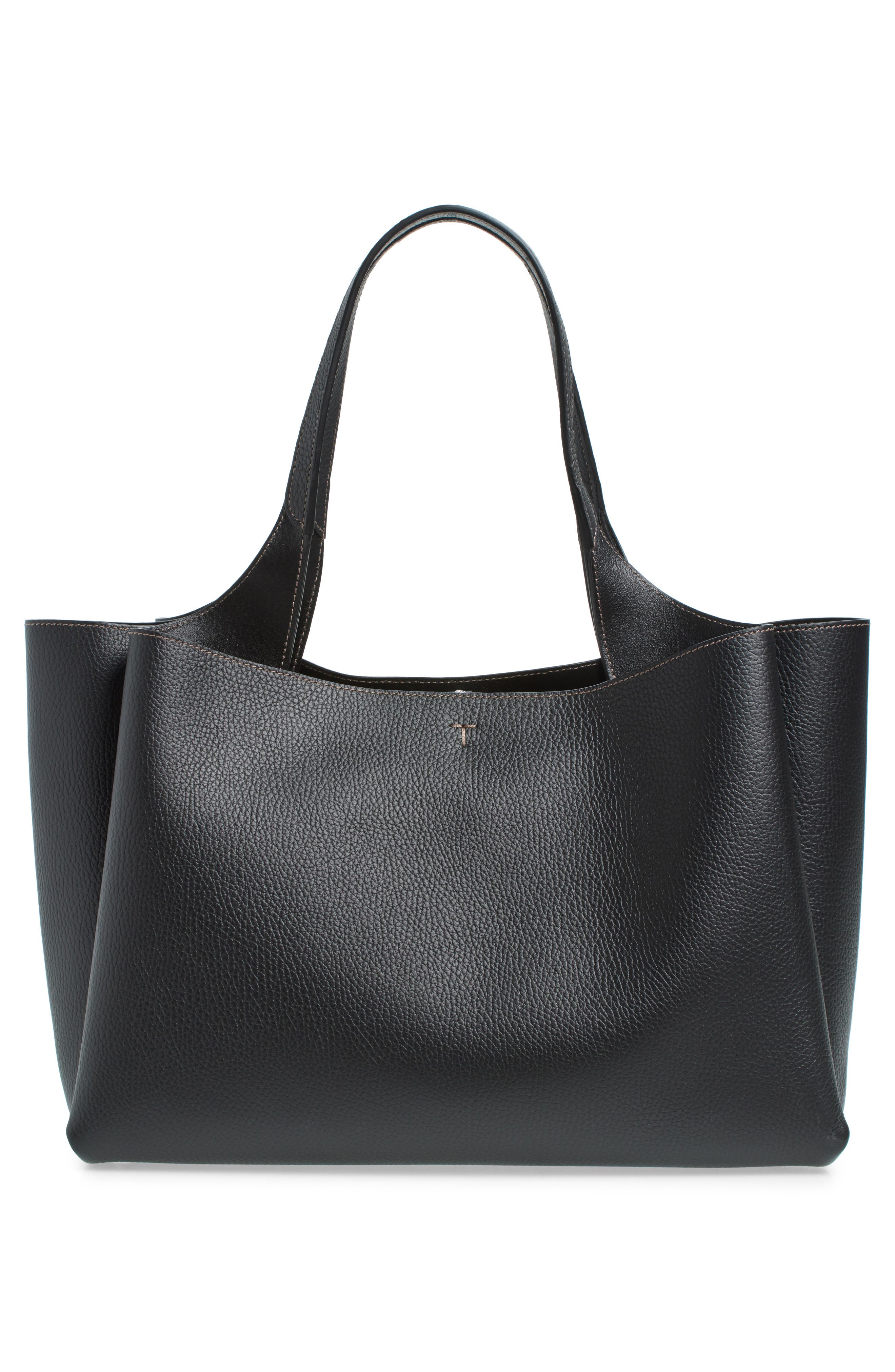 Tod's Medium Apa Leather Tote, Alternate, color, Nero