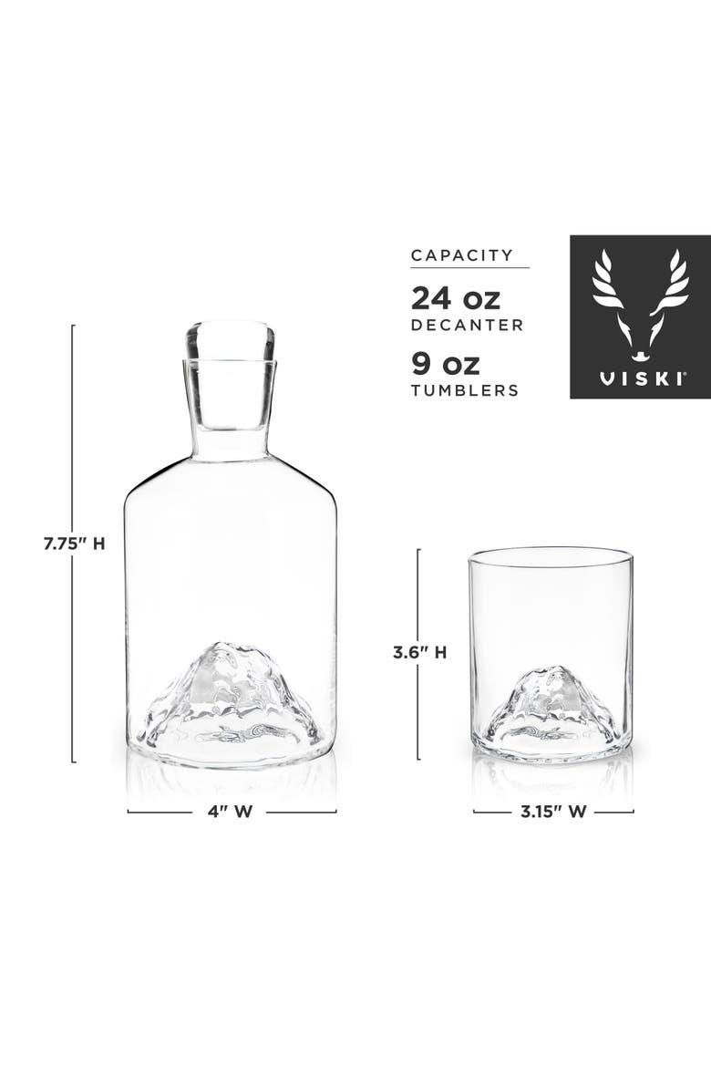 Mountain 3-Piece Crystal Liquor Decanter and Tumbler Set, Alternate, color, Clear