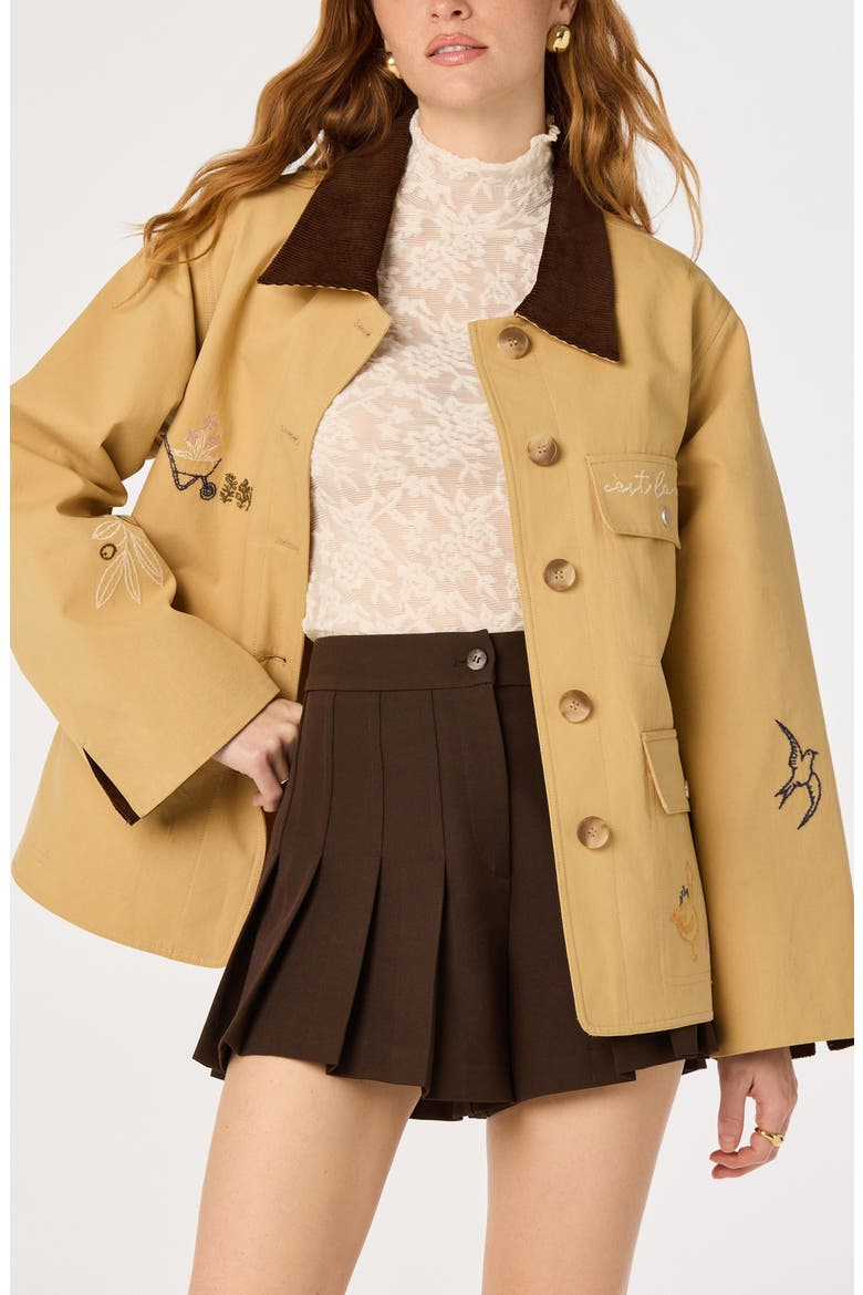 Hope Embroidered Cotton Jacket, Alternate, color, KHAKI BROWN