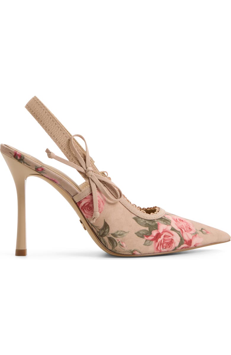 ALDO Hennie Pointed Toe Floral Slingback Pump, Alternate, color, Beige Combo