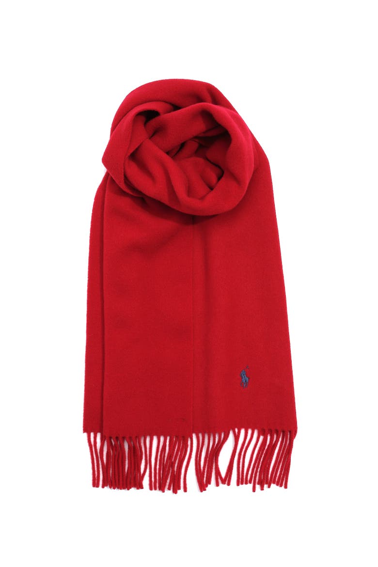 Solid Recycled Wool Scarf, Alternate, color, Red