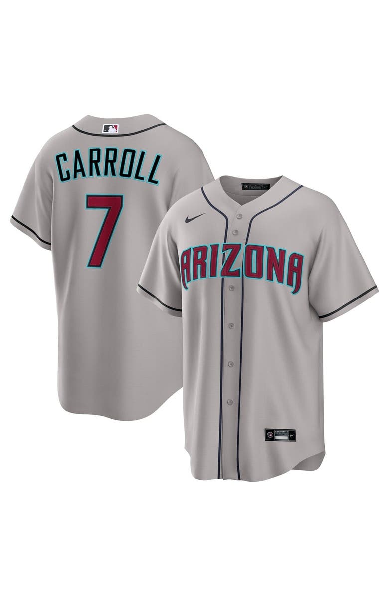 Nike Men's Nike Corbin Carroll Gray Arizona Diamondbacks Road Replica Jersey, Alternate, color, 