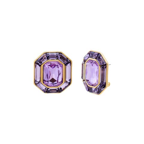 Fancy Purple Amethyst Octagon Stud Earring
