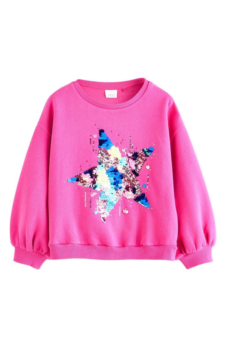 NEXT Kids' Sequin Star Sweatshirt, Main, color, Pink