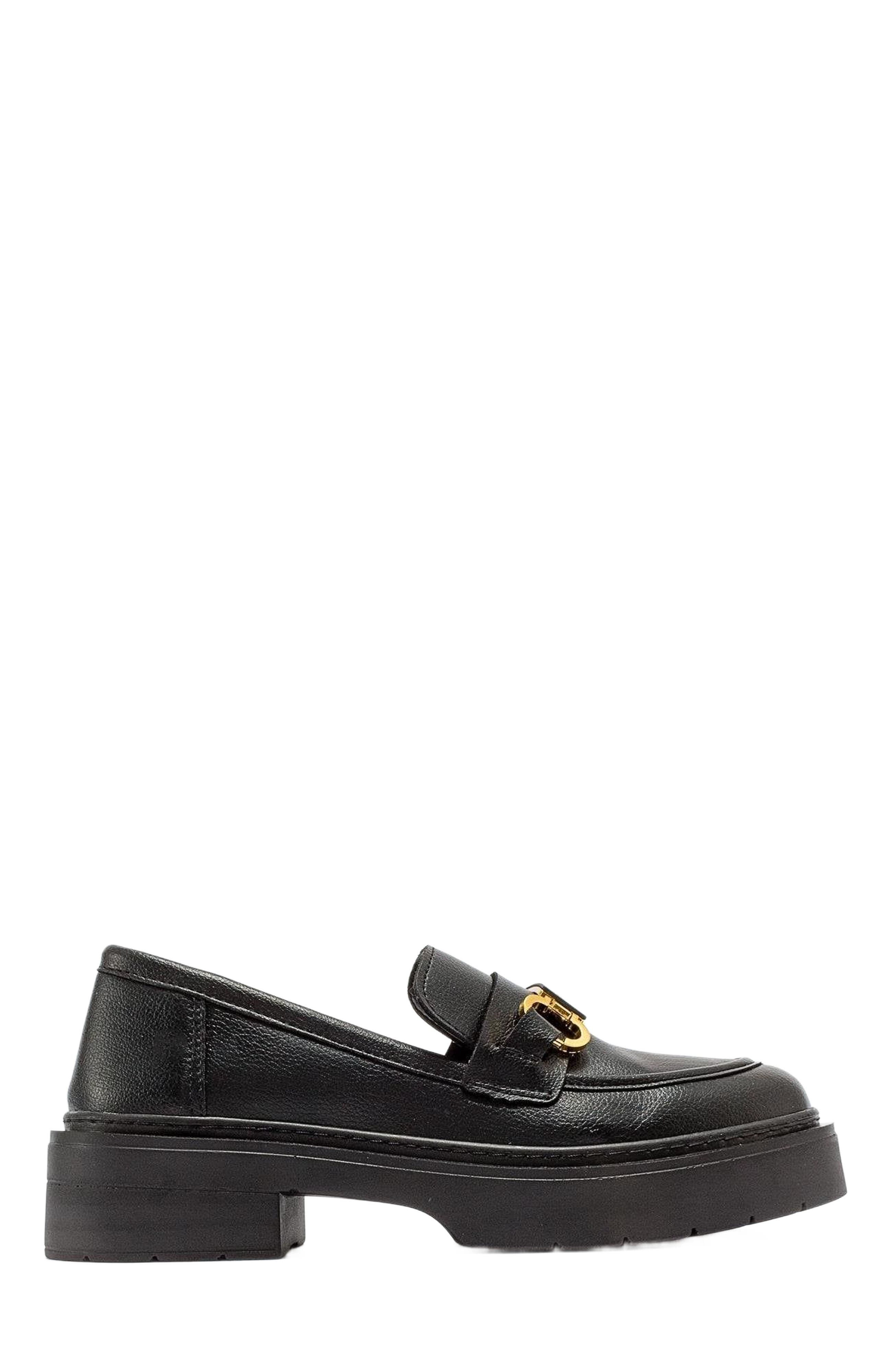 Forever & Always Shoes Simone Bit Platform Loafer, Main, color, Black Faux Leather