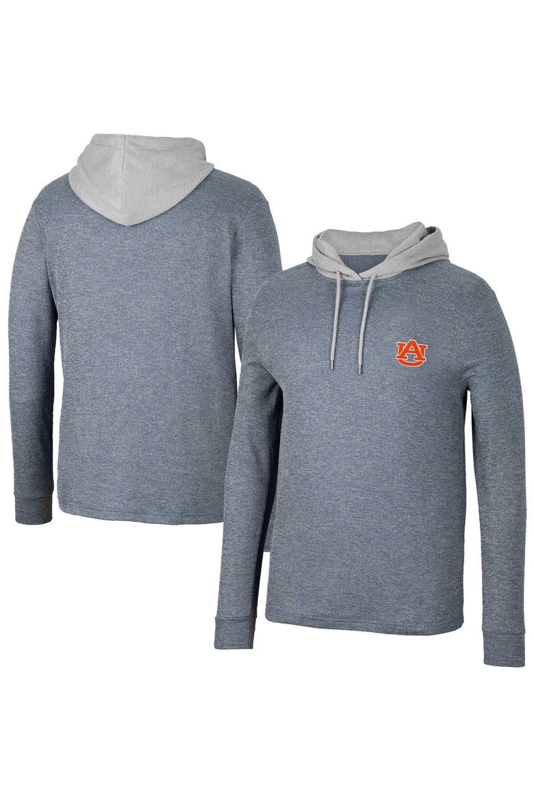 Men's Colosseum Navy Auburn Tigers Ballot Waffle-Knit Thermal Long Sleeve Hoodie T-Shirt, Main, color, Navy