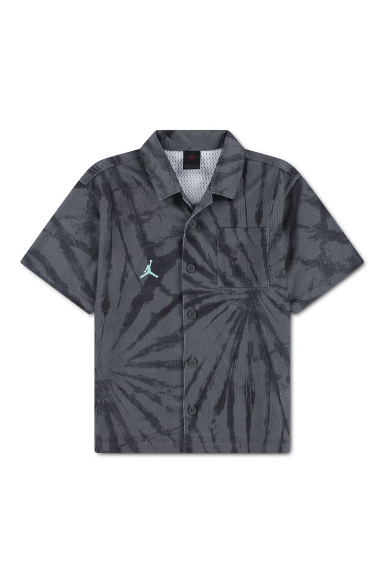 Kids' Tie Dye Mesh Button-Up Shirt, Main, color, IRON GRAY