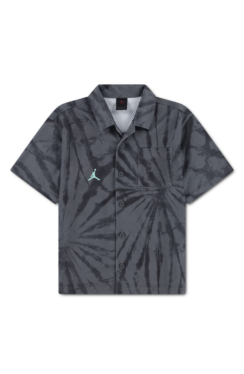 Jordan Kids' Tie Dye Mesh Button-Up Shirt, Main, color, Iron Gray