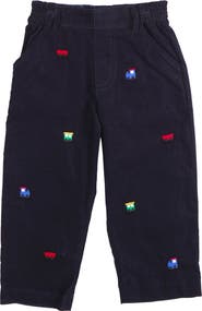 Florence Eiseman Corduroy Fake Fly Pants with Allover Embroidery