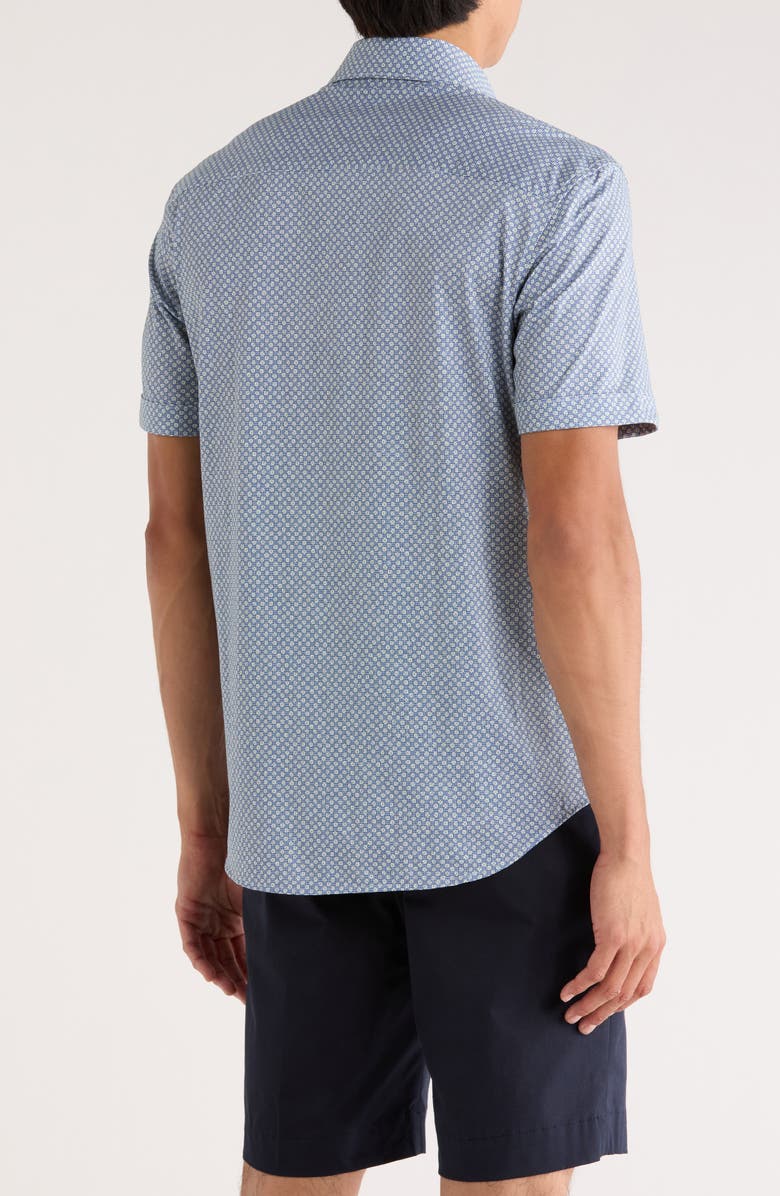 Bugatchi Miles OoohCotton<sup>®</sup> Short Sleeve Button-Up Shirt, Alternate, color, Air Blue