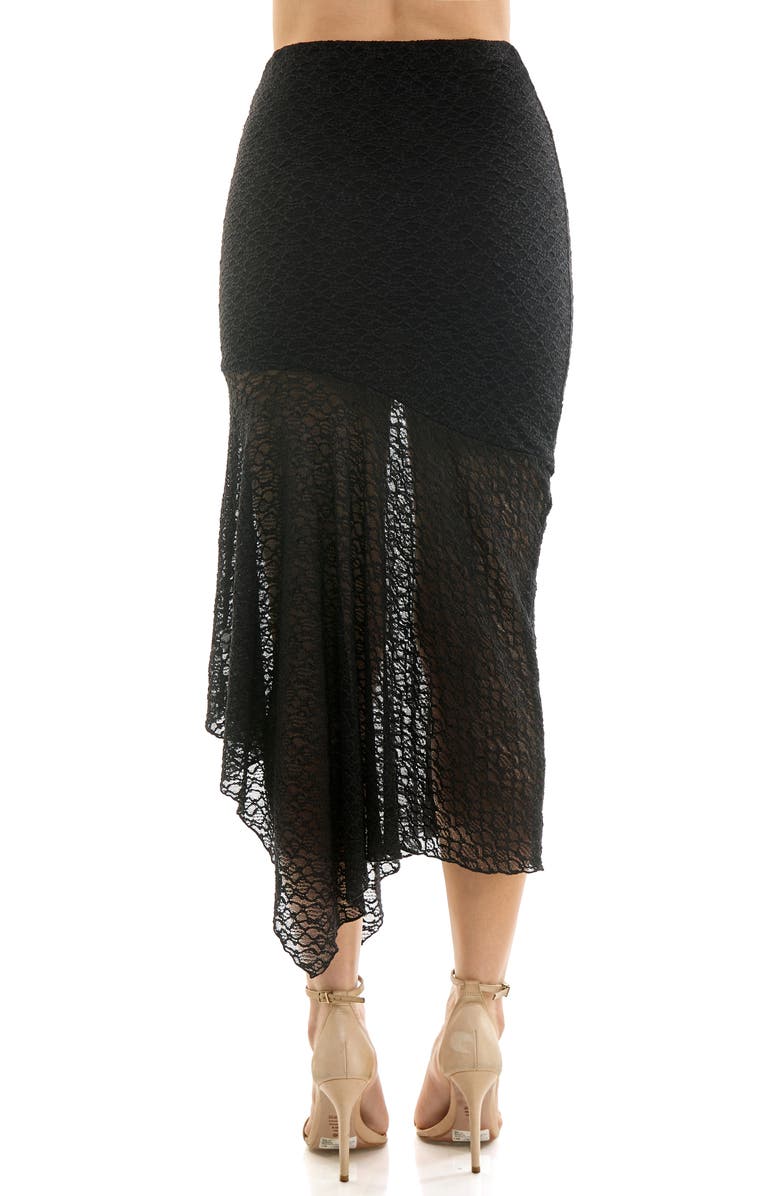 Urban Social Lace Seamed Bias Cut Midi Skirt, Alternate, color, Black