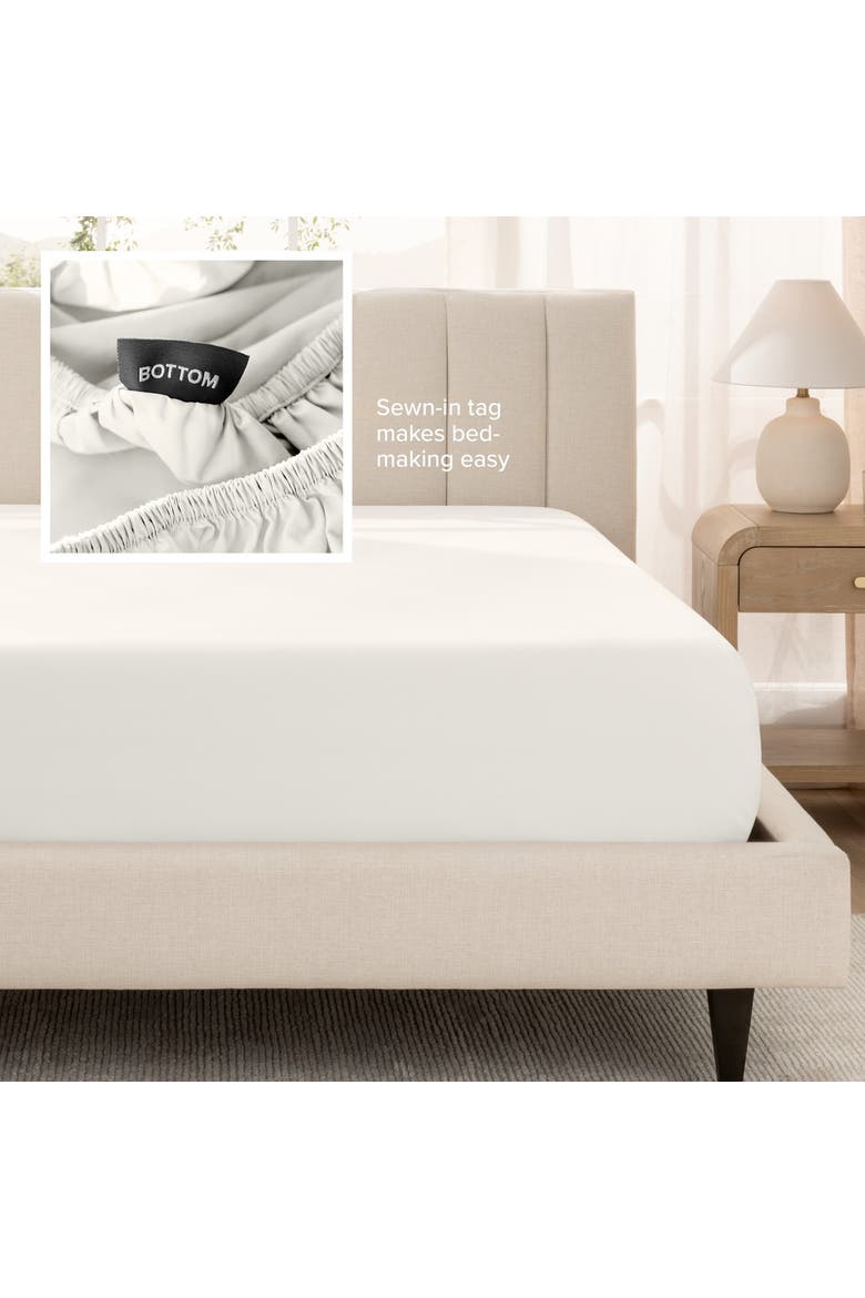 400 Thread Count Organic Cotton Sateen Sheet Set - Split Head King, Alternate, color, Cream