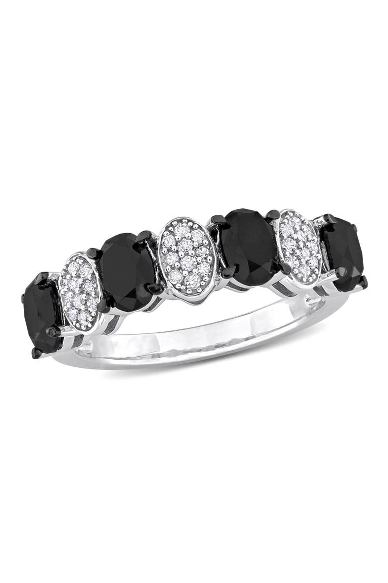 Black & White Diamond Oval Band Ring 10k, Main, color, Diamond