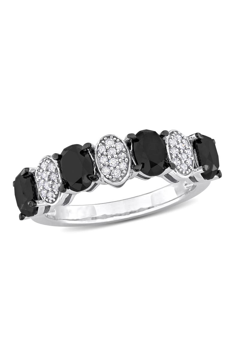 Julianna B. Black & White Diamond Oval Band Ring 10k, Main, color, Diamond