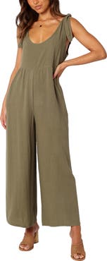 Petal & Pup Ayla Tie Shoulder Wide Leg Linen Jumpsuit