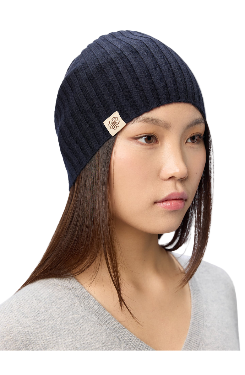 GOBI Mongolian Cashmere Cashmere Rib Knit Hat, Alternate, color, Navy Blazer