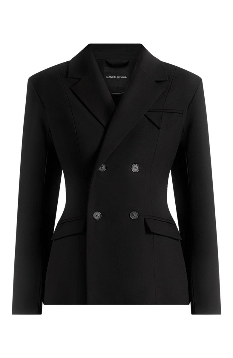 Manière De Voir Maia Double Breasted Blazer, Alternate, color, Black