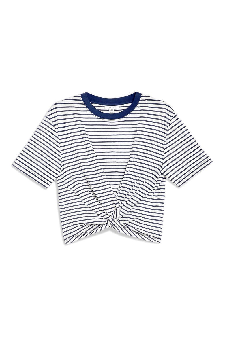 Twist Front Tee, Alternate, color, BLUE MULTI