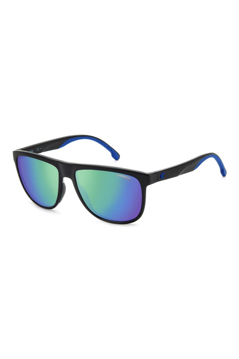 8059/S 58mm Mirrored Rectangle Sunglasses, Alternate, color, BLACK BLUE