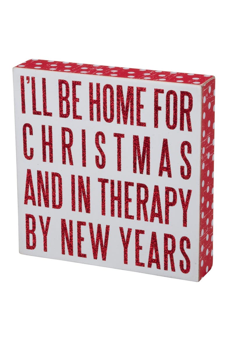 'Therapy by New Year's' Box Sign, Alternate, color, WHITE