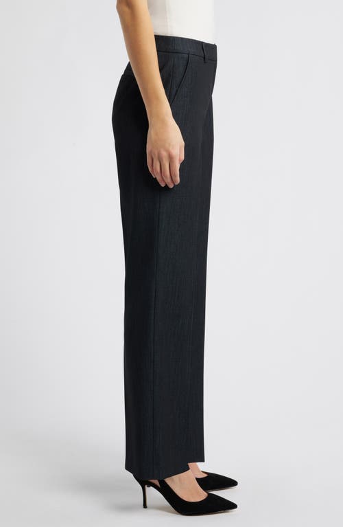 Anne Klein Flat Front Mid Rise Wide Leg Pants In Navy Combo