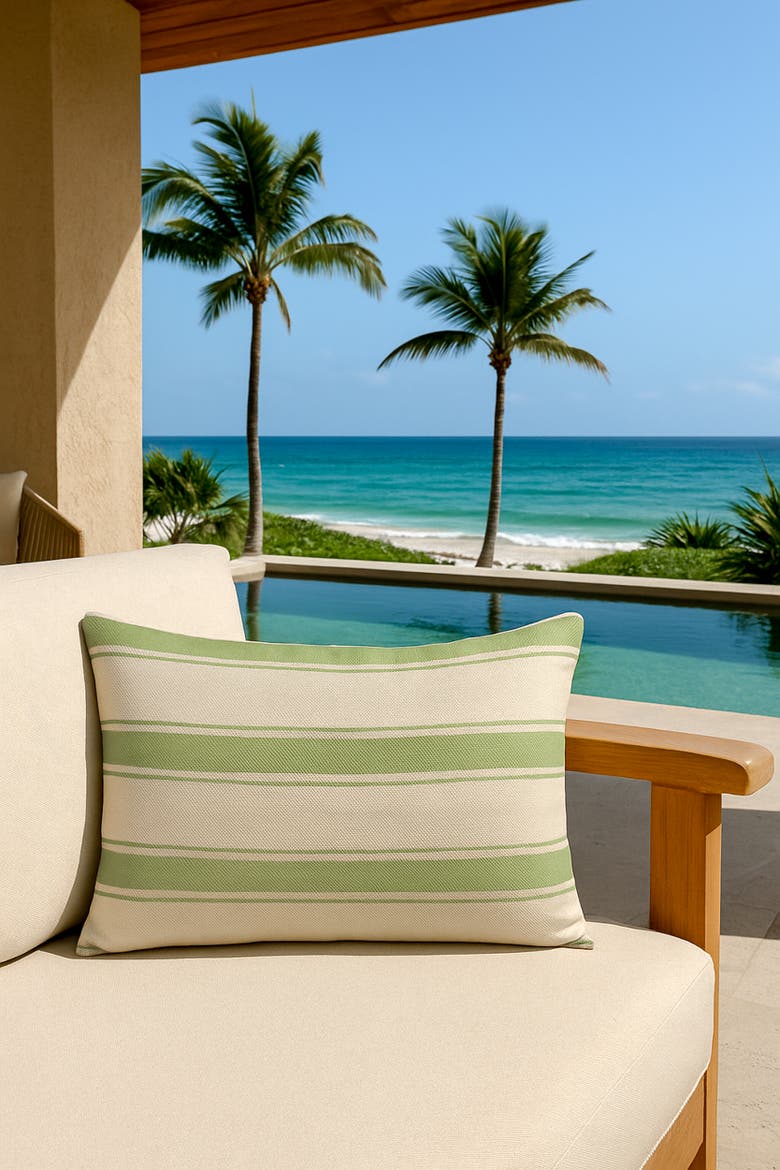 Sail Stripe Pillow, Alternate, color, Pure Green