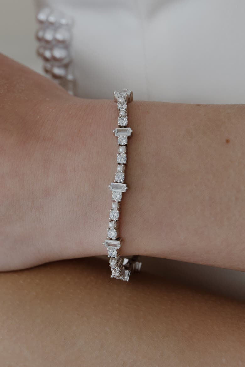 Monroe Crystal Bracelet, Alternate, color, Metallic Silver