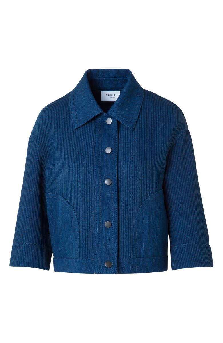 Akris punto Drop Shoulder Denim Jacket, Alternate, color, Ink Denim