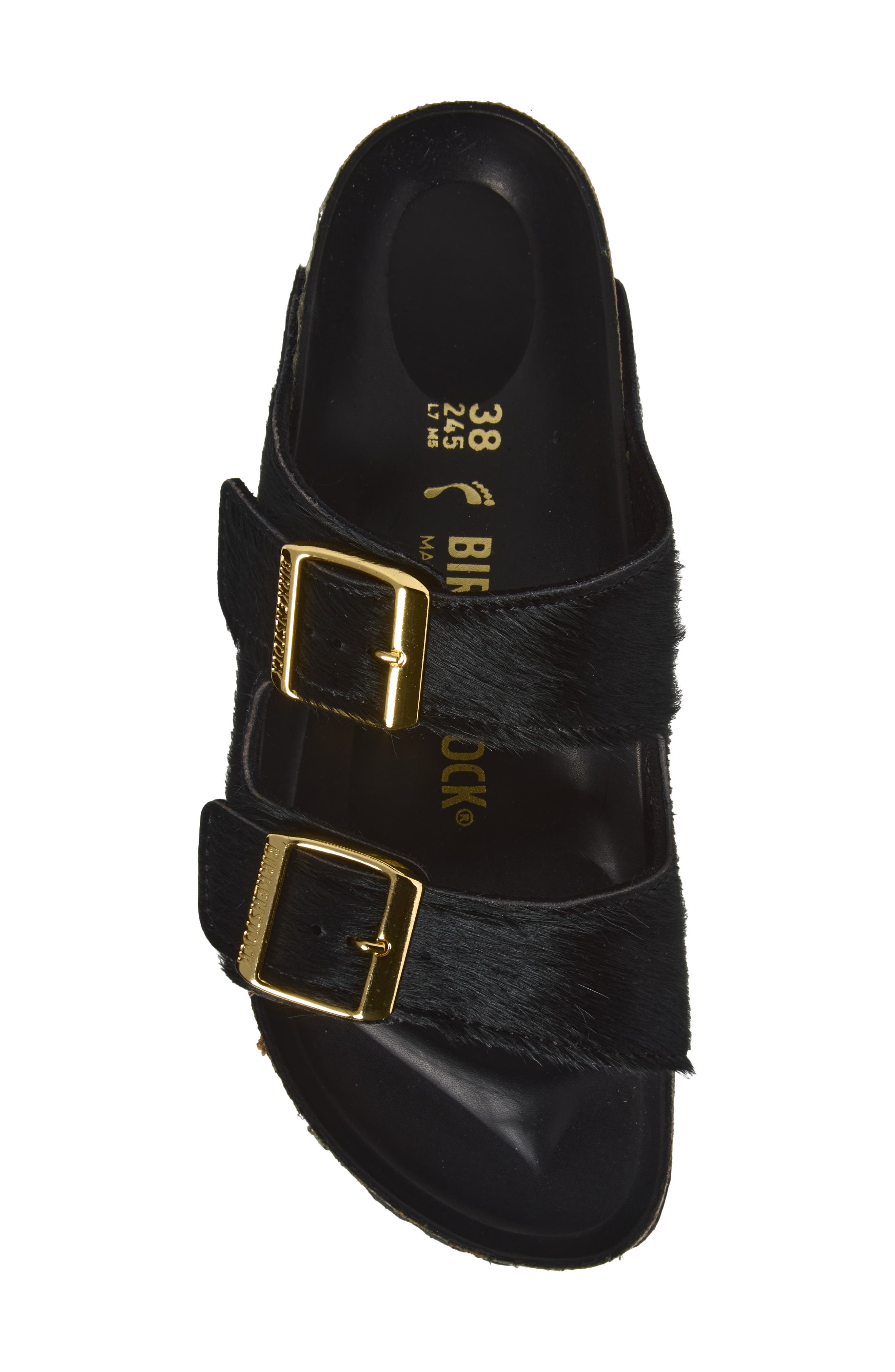 Arizona Genuine Calf Hair Slide Sandal, Alternate, color, BLACK
