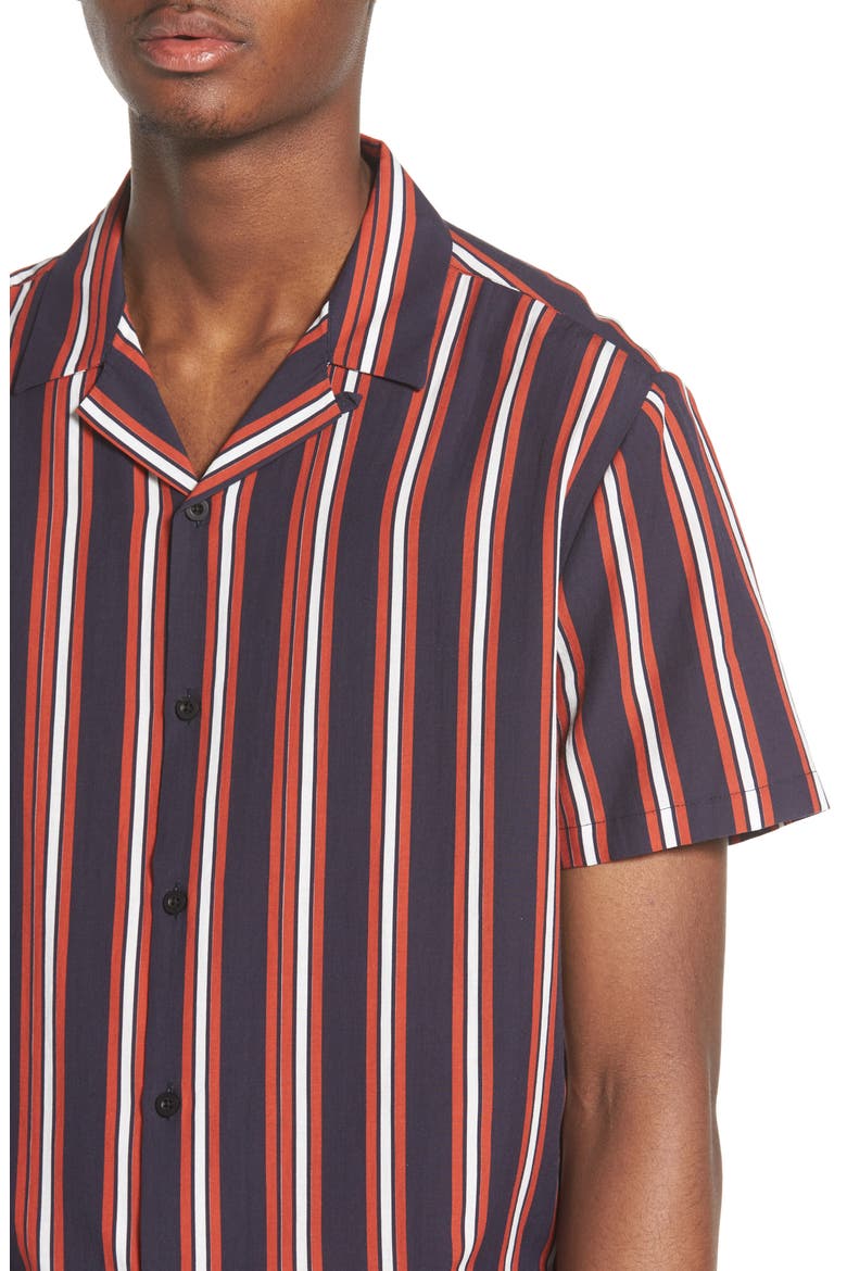 Stripe Camp Shirt, Alternate, color, NAVY MULTI