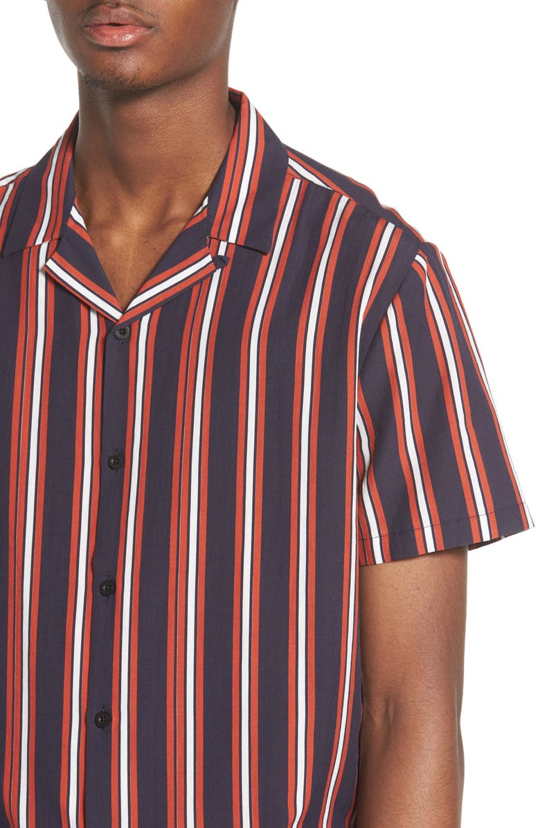 Topman Stripe Camp Shirt, Alternate, color, 