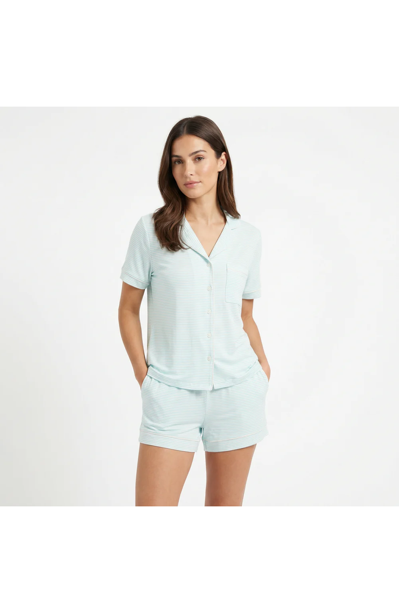 Motette Women's Short Sleeve and Shorts Pajama Set, Alternate, color, Cloud Stripe