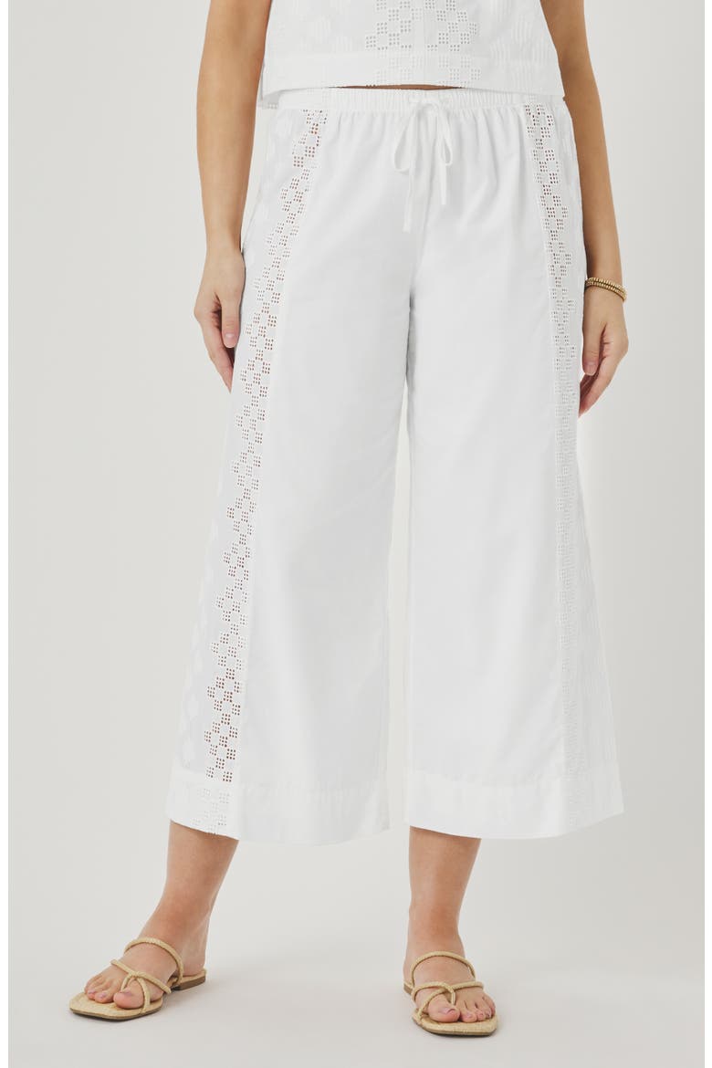 Kenzie Geo Eyelet Crop Wide Leg Pants, Main, color, WHITE