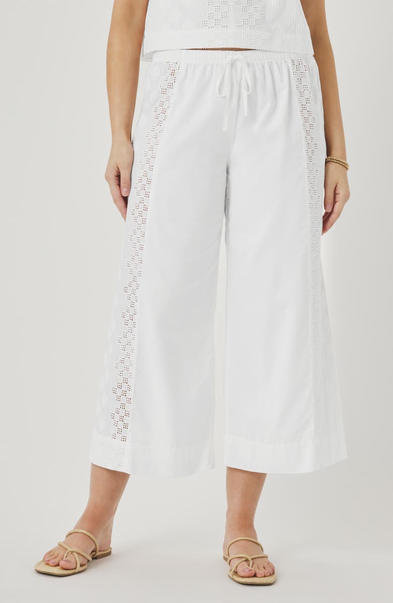 Splendid Kenzie Geo Eyelet Crop Wide Leg Pants, Main, color, White