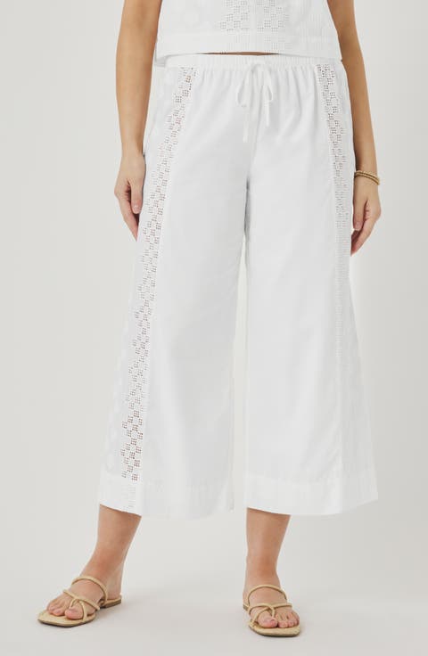 Kenzie Geo Eyelet Crop Wide Leg Pants