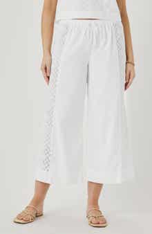 Kenzie Geo Eyelet Crop Wide Leg Pants