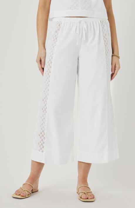 Kenzie Geo Eyelet Crop Wide Leg Pants