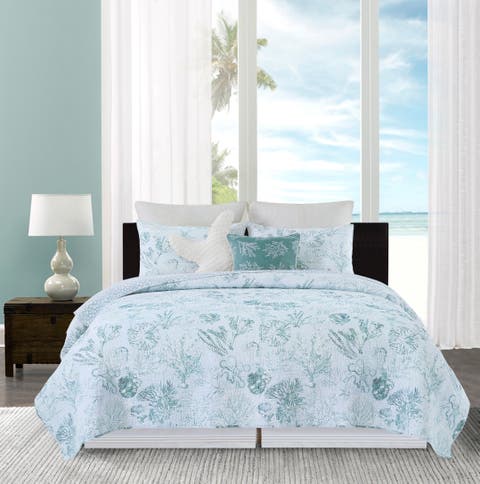Cerulean Breeze Cotton Blend Twin Bed 2-Piece Quilt Set