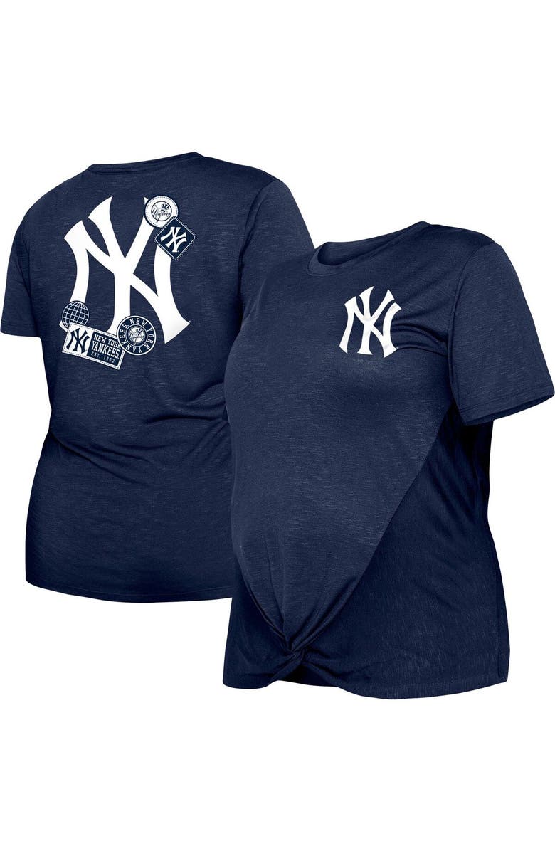New Era Women's New Era Navy New York Yankees Plus Size Two-Hit Front Knot T-Shirt, Main, color, Navy