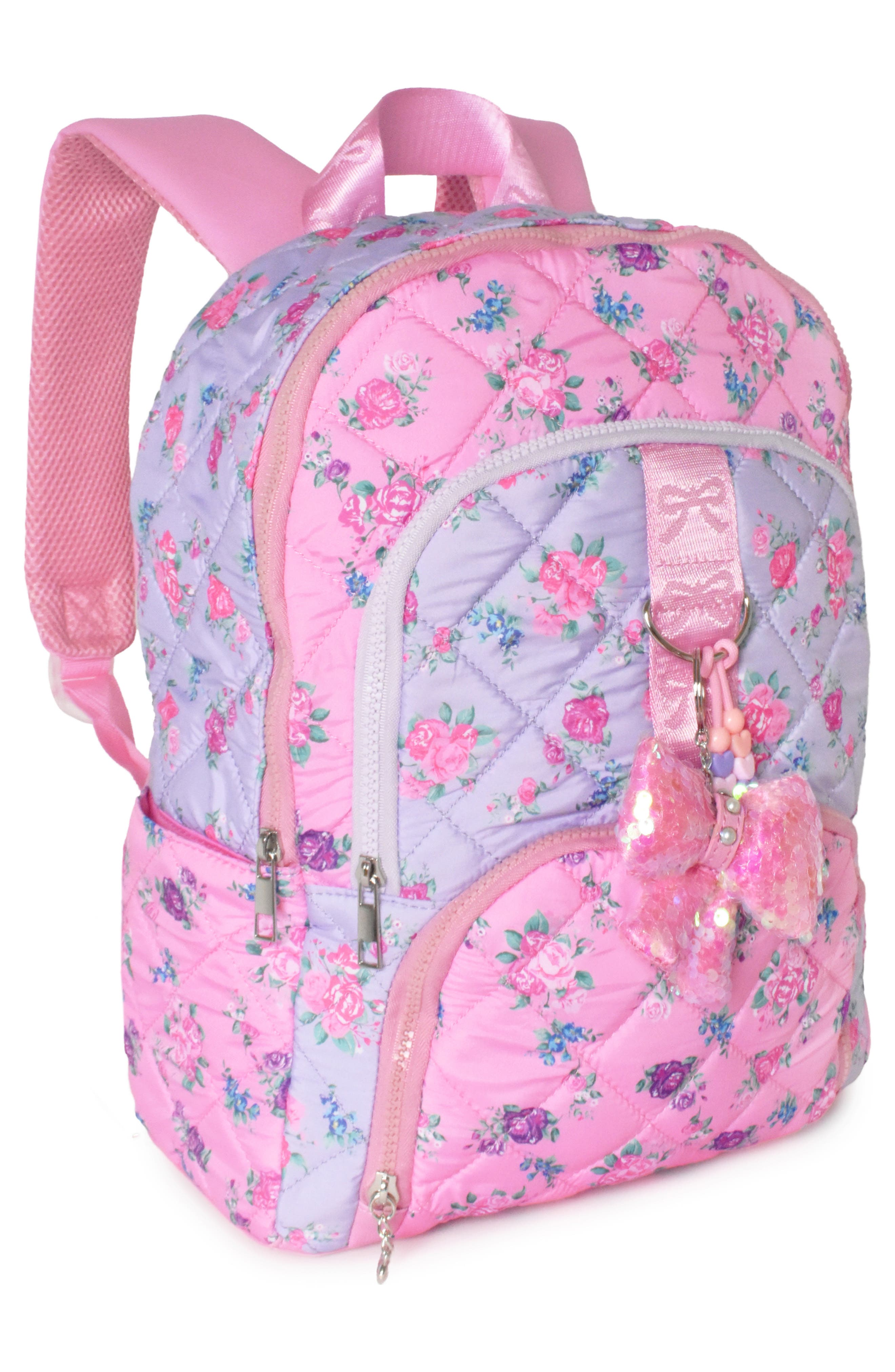 Large Floral Quilted Backpack, Alternate, color, MULTI COLORS