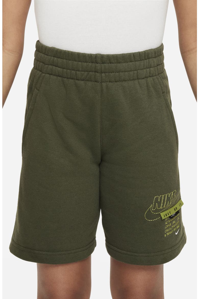 Kids' Sportswear Club Fleece Shorts, Alternate, color, CARGO KHAKI/ PEAR/ PEAR